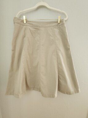 LL Bean Khaki A-Line Skirt Womens Size 12
